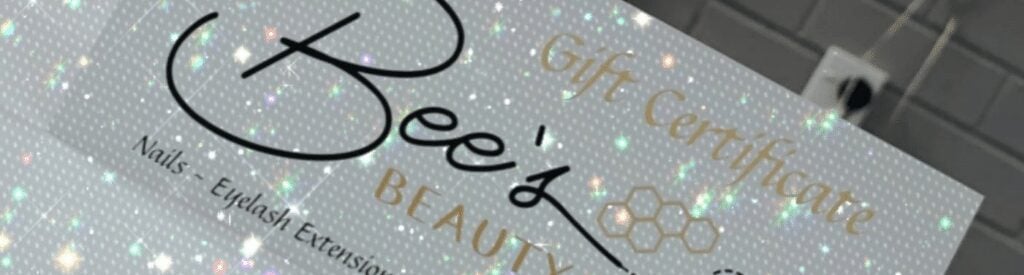 sparkly gift voucher image from brogan lee at bees beauty bar