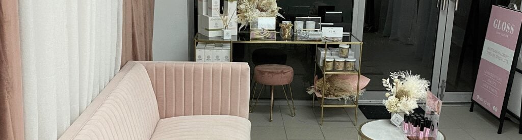 wide feature image of gloss lash lounge reception